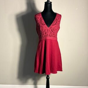 Lulu's Florentina wine Red crochet lace skater dress.